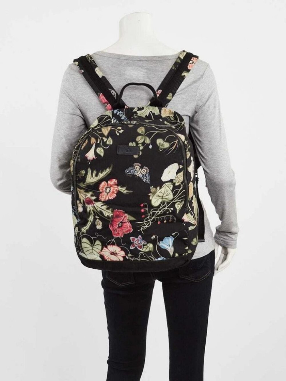 Gucci Black Floral Printed Canvas Backpack Bag - Picture 2 of 12